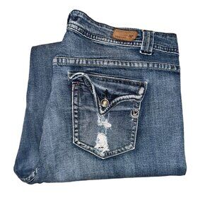 Vigoss Bootcut Jeans Juniors Plus Size 25 28 Distressed Frayed Light Wash Blue